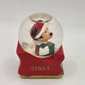 Mickey Mouse On Sled Disney Snow‎ Globe Christmas Holiday 2003 JCPenney